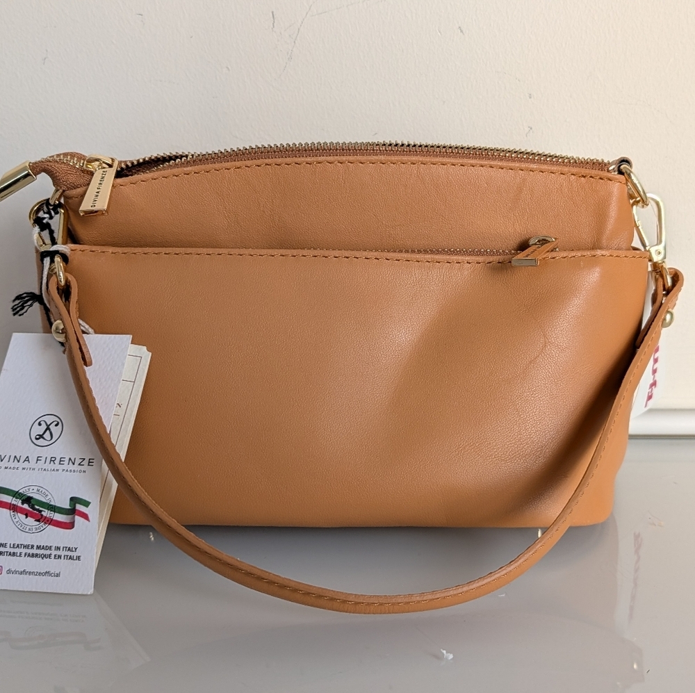 Women's Tan Leather Cross Body Bag